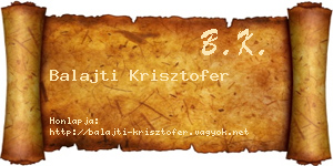 Balajti Krisztofer névjegykártya